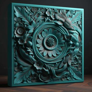 Patterns and decorations teal 2 3d model